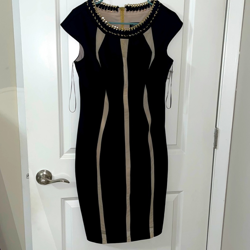 JAX black and Tan form fitted dress